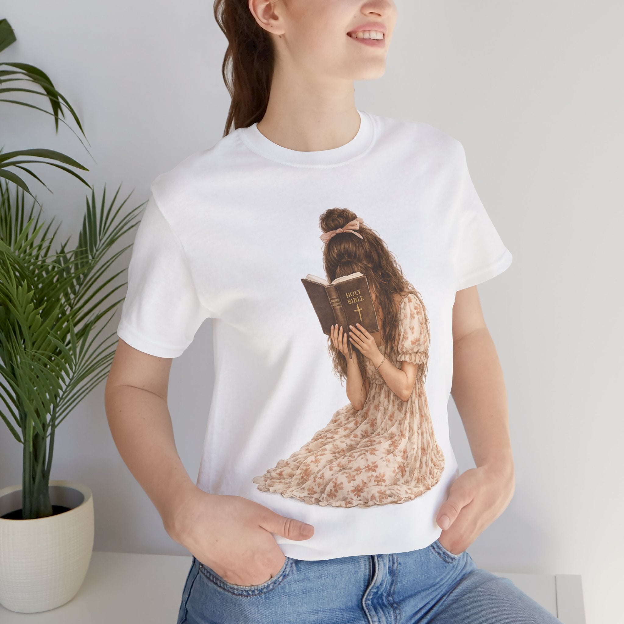 Vintage Girl Reading Illustration Tee – Cozy Literary T‑Shirt for Book Lovers