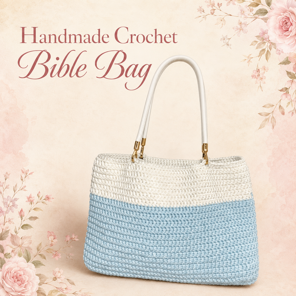 Hand-Crocheted Bible Study Bag – Large Organised Bible Tote with Compartments