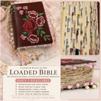 Fully Loaded ESV Interleaved Journaling Bible – Mahogany | Book Summaries, Study Tip-Ins & Embroidered Floral Cover | Ready to Ship