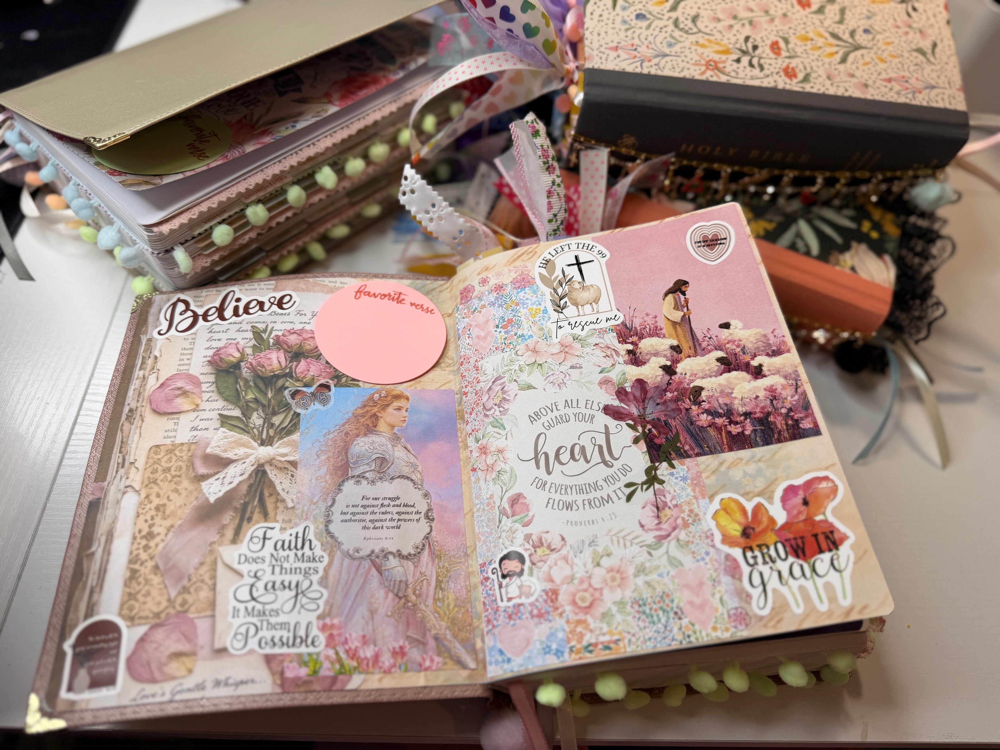 Loaded Bible Handmade | Fully Loaded Journaling Bible | Pre Tabbed Bible with Notes & Stickers | Christian Gift | Made to Order