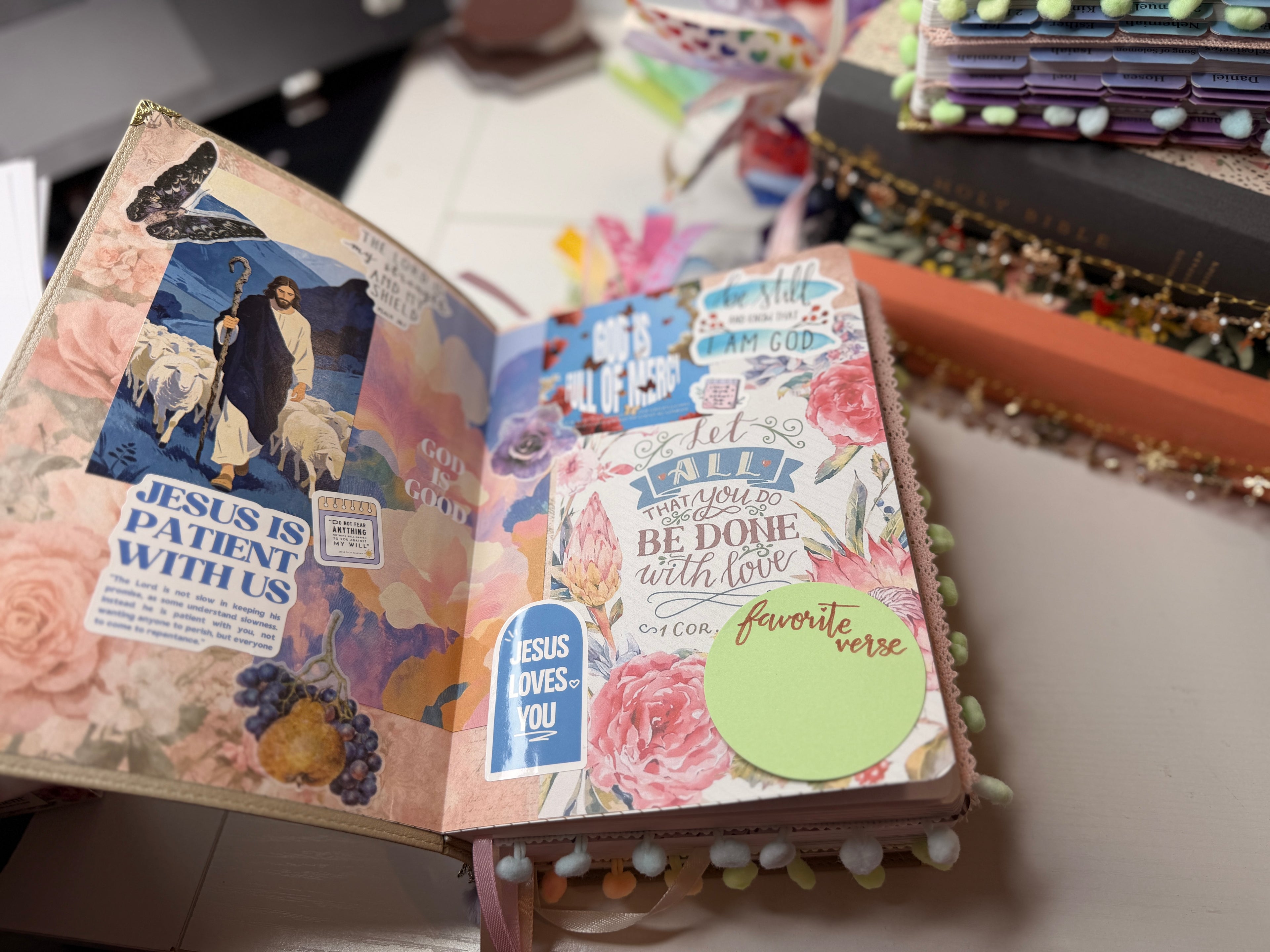 Loaded Bible Handmade | Fully Loaded Journaling Bible | Pre Tabbed Bible with Notes & Stickers | Christian Gift | Made to Order