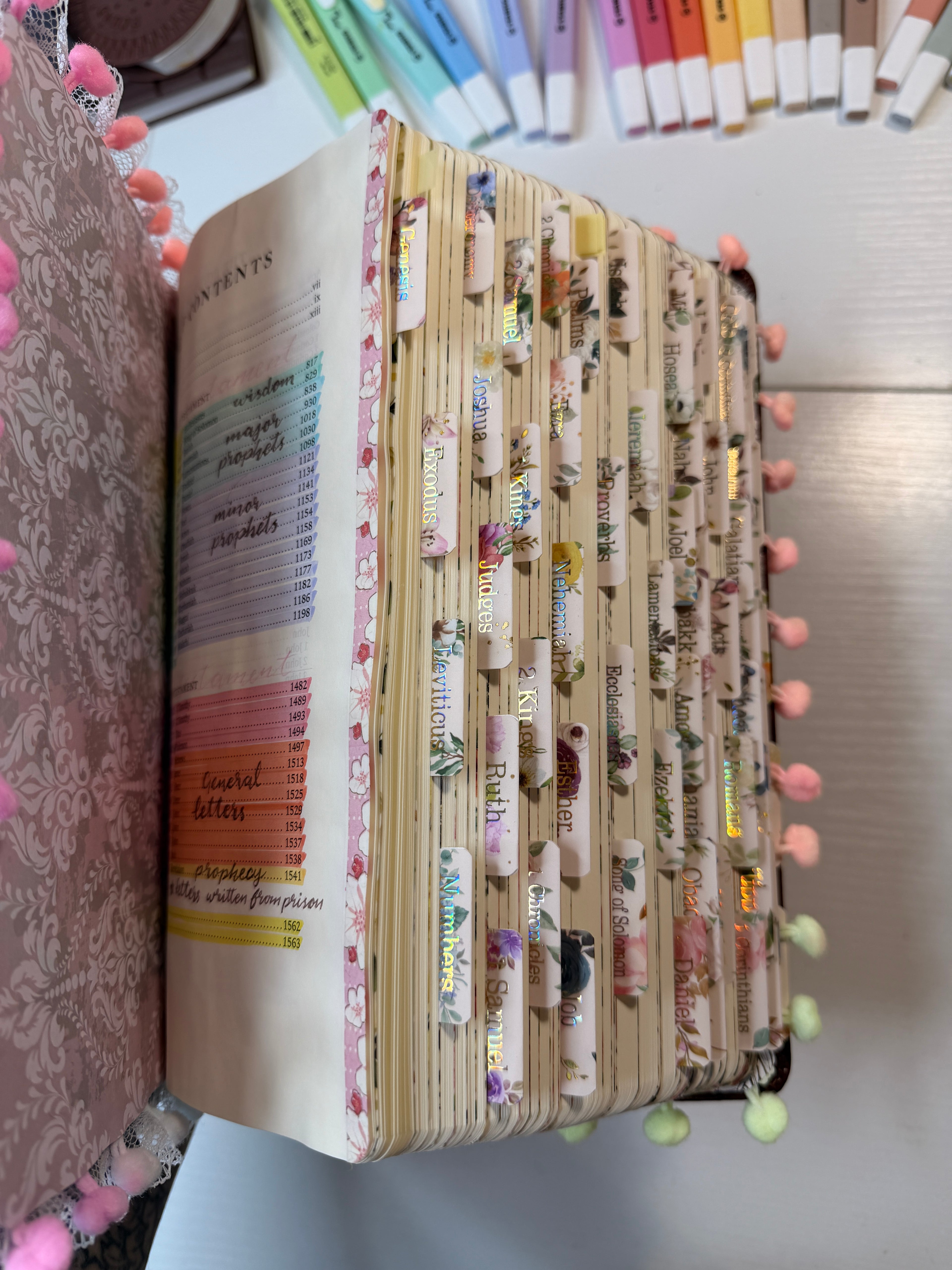 Loaded Bible Handmade | Fully Loaded Journaling Bible | Pre Tabbed Bible with Notes & Stickers | Christian Gift | Made to Order