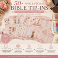 50+ Pink Floral Bible Tip-Ins Printable | Vintage Cottagecore Bible Journaling Kit | Christian Journal Inserts | Digital Download