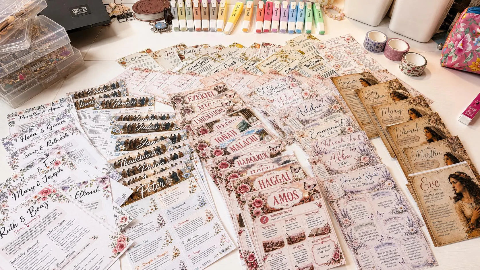 Vintage Cottagecore Bible Tip-Ins Bundle | Printable Bible Journaling Kit | Floral Christian Study Inserts | 10 different categories